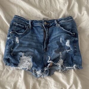 Trendy Ripped Blue Jean Shorts